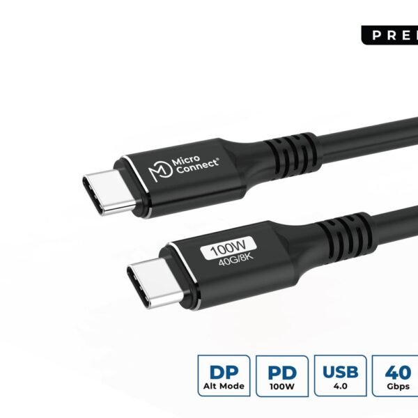 USB-C to USB-C cable 2m  Premium, 100W, 40Gbps, USB4  Gen 3x2