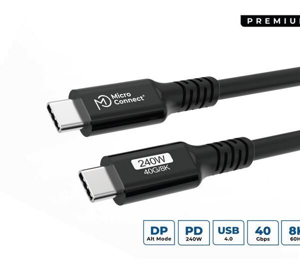 USB-C to USB-C cable 0,25m  Premium, 240W, 40Gbps, USB4  Gen 3x2
