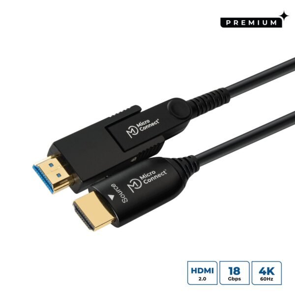 Premium High Speed Active  Optic HDMI 2.0 A-D Cable 50m  With HDMI Type A Adapter 50m Support 4K 60Hz, 18 G/bps, YUV4:4:4,