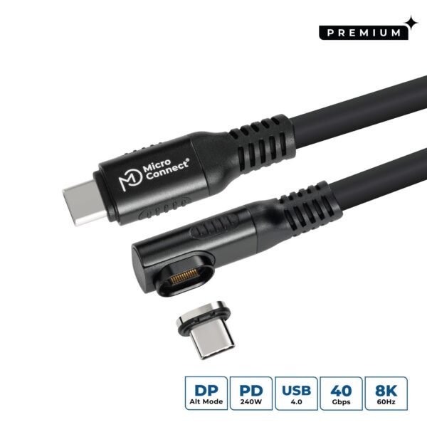 USB-C to USB-C cable 2m  Angled Premium magnetic  Silicone, 240W, 4K, 20Gbps, USB4