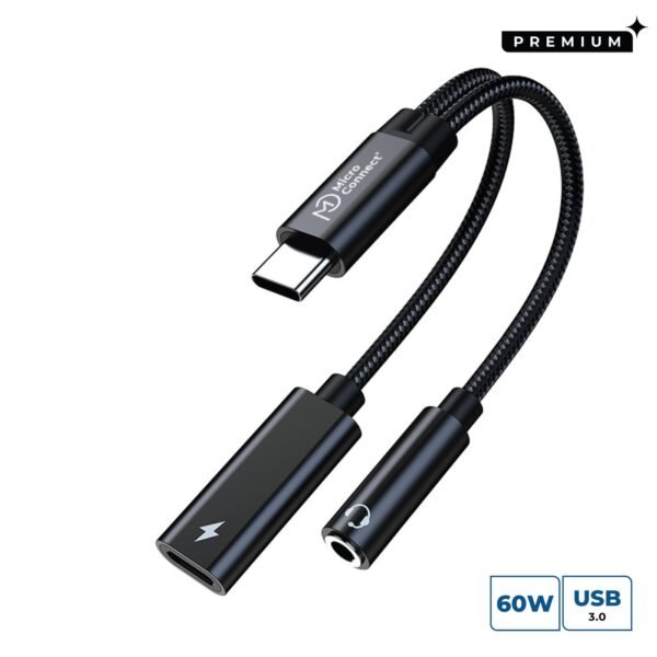 Premium USB-C to USB-C PD and  Audio, Black 13cm