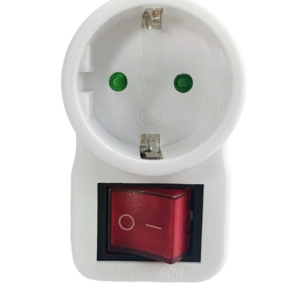 Safety socket adapter, white 230V / 16A / 3500W Ideal for private use in the kitchen, living room and bedroom