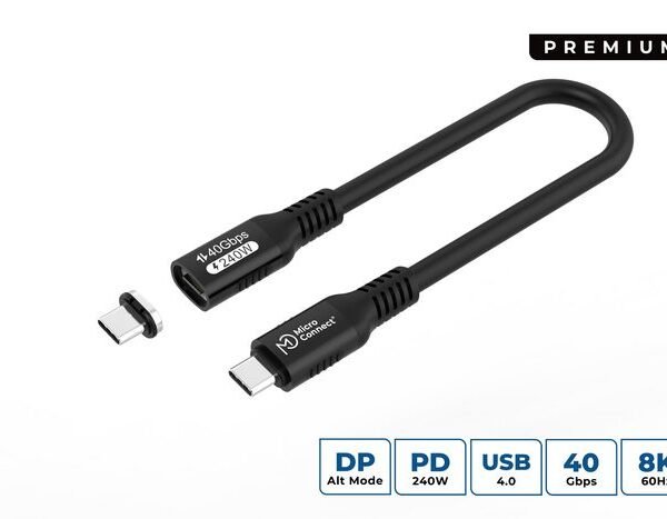 USB-C to USB-C cable 0,15m  Premium magnetic Silicone,  240W, 8K, 40Gbps, USB4