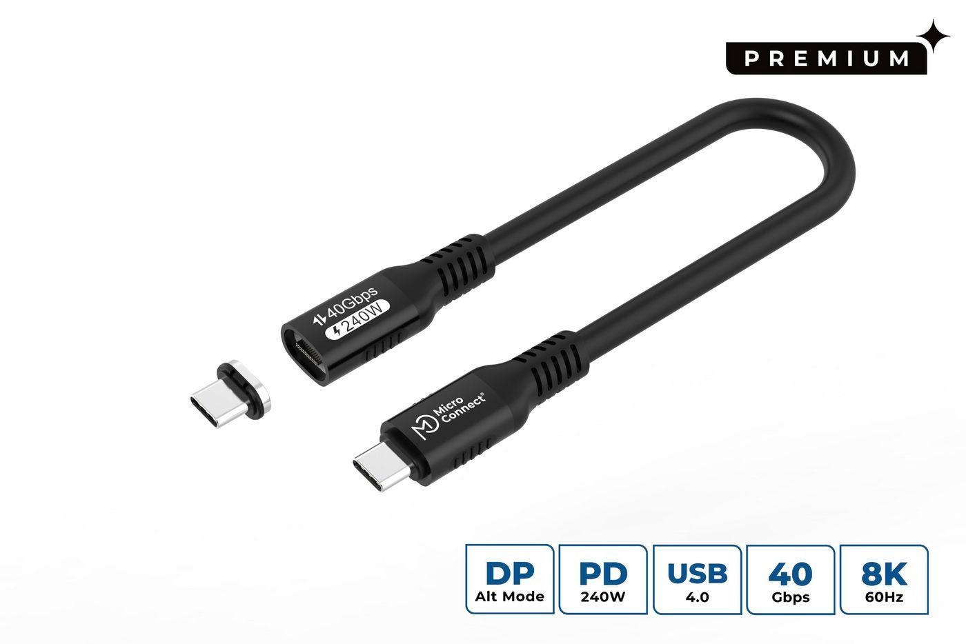 Img_37271154.jpg USB-C to USB-C cable 0,15m Premium magnetic Silicone, 240W, 8K, 40Gbps, USB4 - Image 1