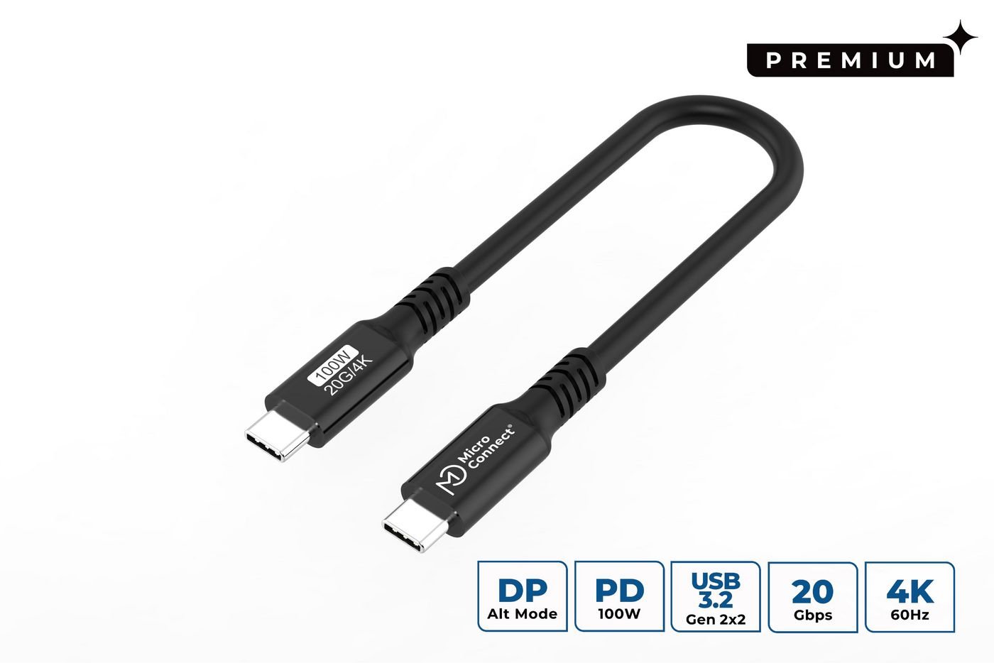 Img_37271214.jpg Premium USB-C cable 0,15m 20Gbps, 100W, USB 3.2 Gen 2x2 - Image 1