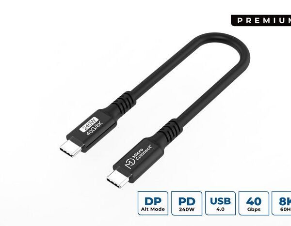 USB-C to USB-C cable 0,15m  Premium, 240W, 40Gbps, USB4  Gen 3x2