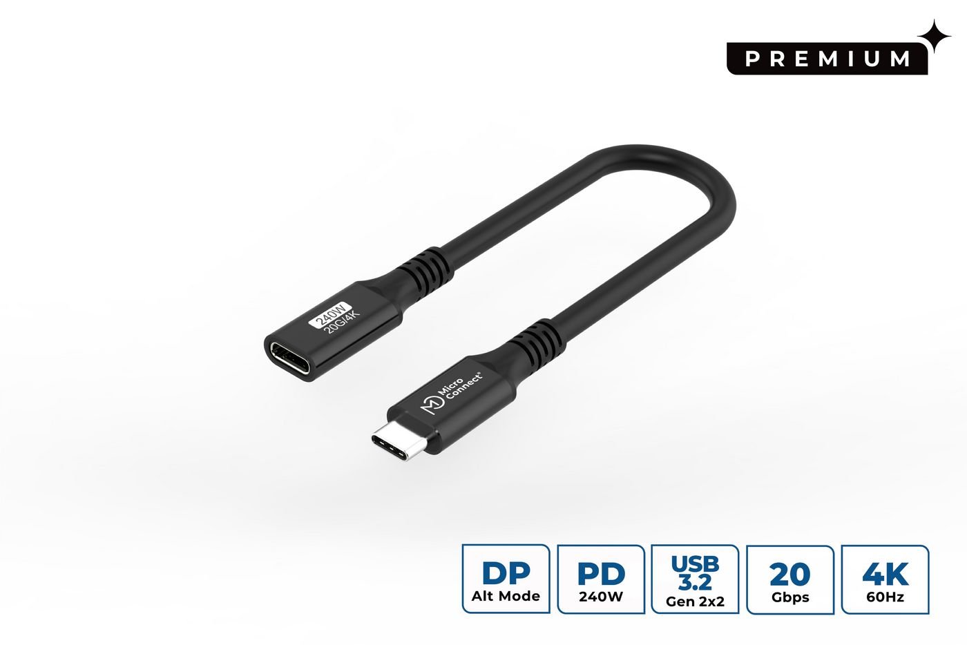 Img_37271335.jpg Premium USB-C cable Extender 0.15m 20Gbps, 240W, USB 3.2 Gen 2x2 - Image 1