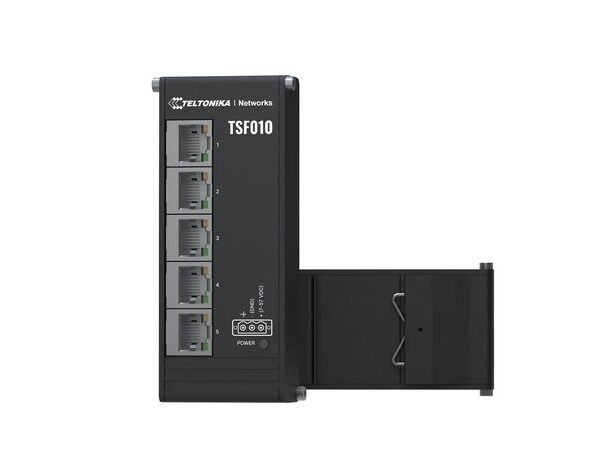 TSF010 (7-57 VDC) x5 ports  unmanaged flat ethernet  switch with integrated din rail bracket