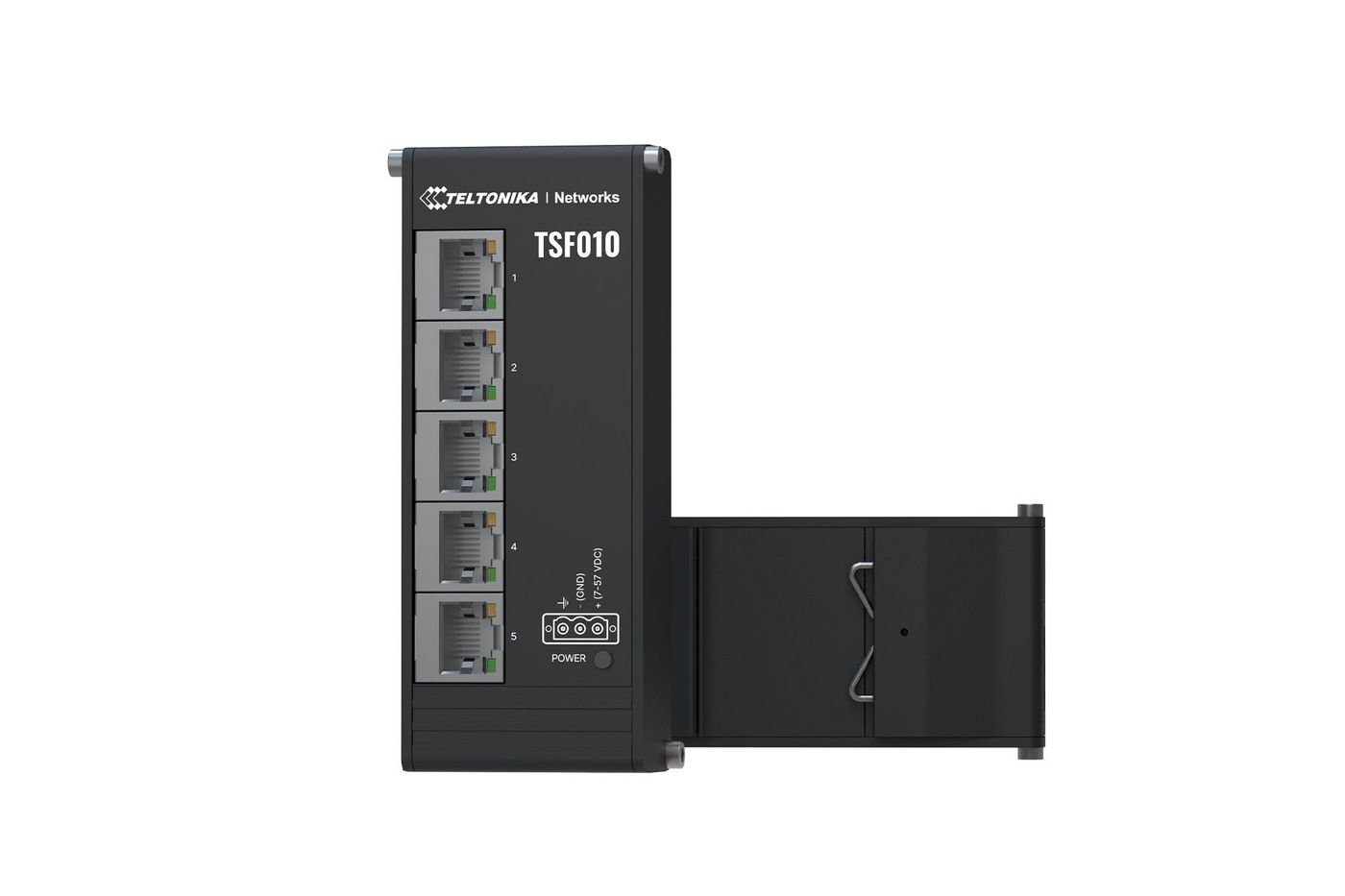 Img_37273339.jpg TSF010 (7-57 VDC) x5 ports unmanaged flat ethernet switch with integrated din rail bracket - Image 1