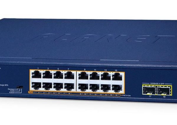 16-Port 10/100/1000T 802.3at  PoE + 2-Port 1000X SFP  Ethernet Switch GSW-1820HP, Unmanaged, Gigabit Ethernet (10/100/1000), Full