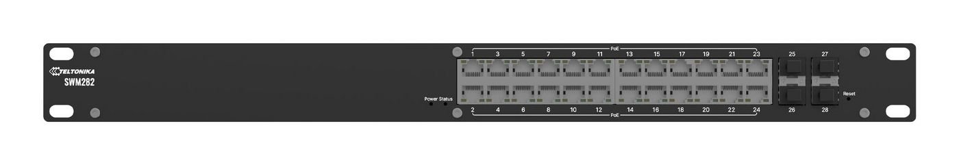 Img_37388025.jpg SWM280 24-ports rack mountable managed switch. 24 PoE+ ports, x4 SFP ports, included 2 years RMS management, PROFINET disabled by - Image 1