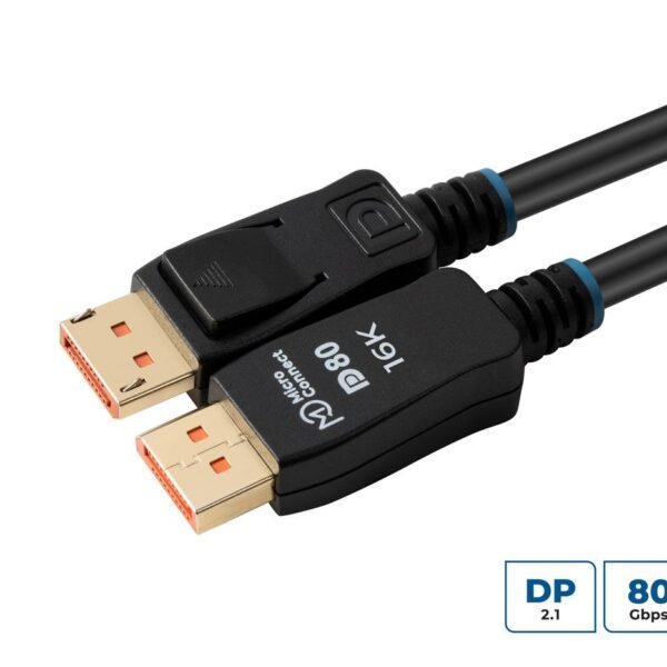 16K DisplayPort 2.1 80Gbps  Cable 0.5m, Black