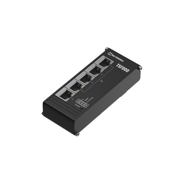 TSF000 x5 ethernet ports, x4  PoE+ unmanaged flat ethernet  switch with integrated din rail bracket