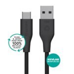 INFINITE (GRS) USB-C to USB-A  Cable 2m Black. Recycled  Plastic. Super Soft