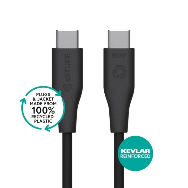 INFINITE (GRS) USB-C to USB-C  Cable 1m Black. PVC Free  Recycled Plastic