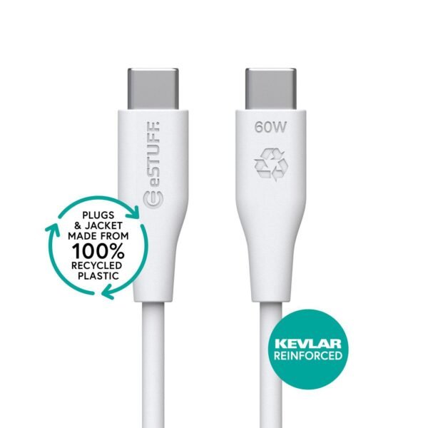 INFINITE (GRS) USB-C to USB-C  Cable 2m White. PVC Free  Recycled Plastic