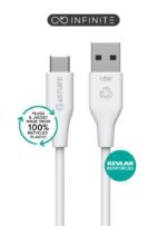 INFINITE (GRS) USB-C to USB-A  Cable 1m White. Recycled  Plastic. Super Soft