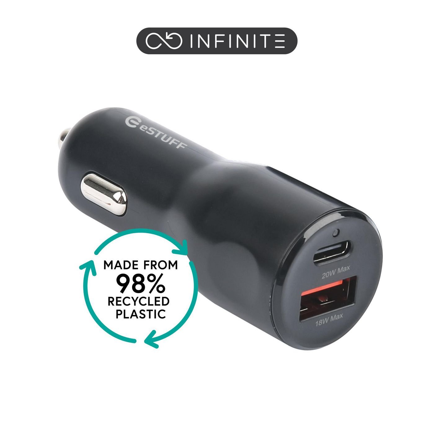Img_37574005.jpg INFINITE Car Charger 38W. 1 x USB-C + 1 x USB-A - Image 1