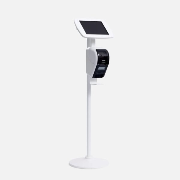 Secure Tablet and iPad Floor  Stand incl Brother Printer  Mount (White)