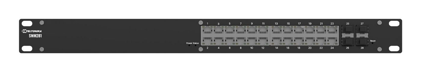 Img_37586367.jpg SWM281 24-ports rack mountable managed switch. Non-PoE+ ports, x4 SFP ports, included 2 years RMS management, PROFINET - Image 1