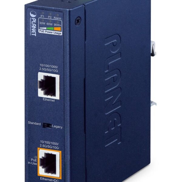 IP30, Industrial Single-Port  10Gbps 802.3bt PoE++ Injector