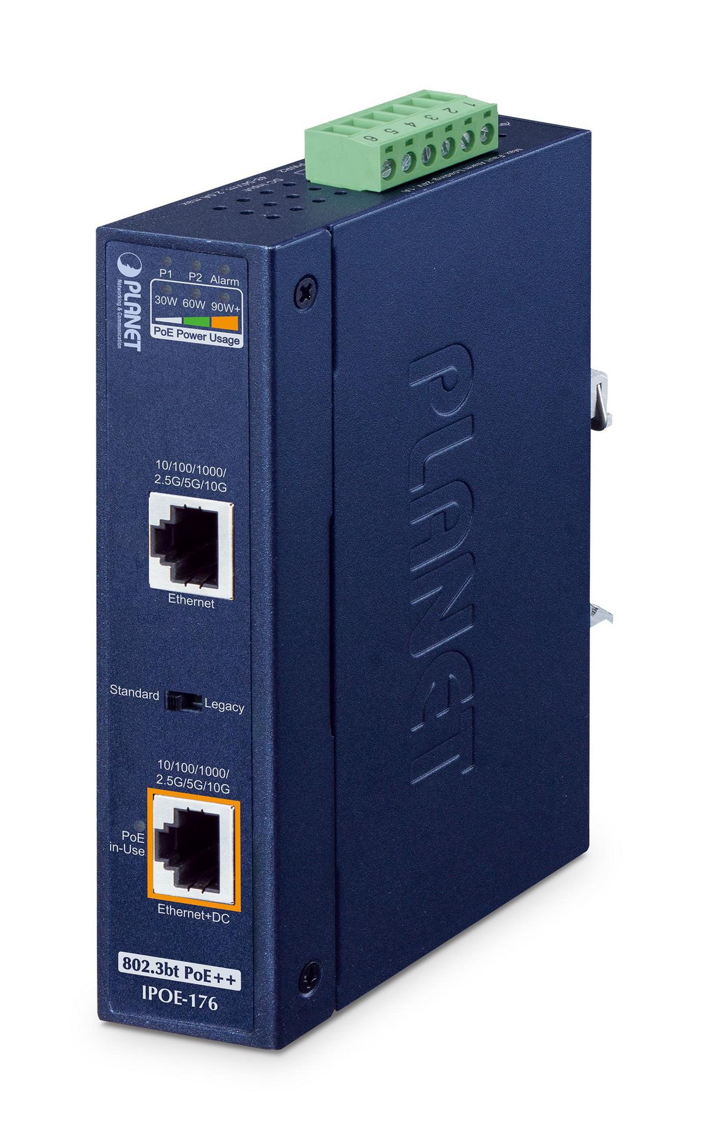 Img_37586372.jpg IP30, Industrial Single-Port 10Gbps 802.3bt PoE++ Injector - Image 1