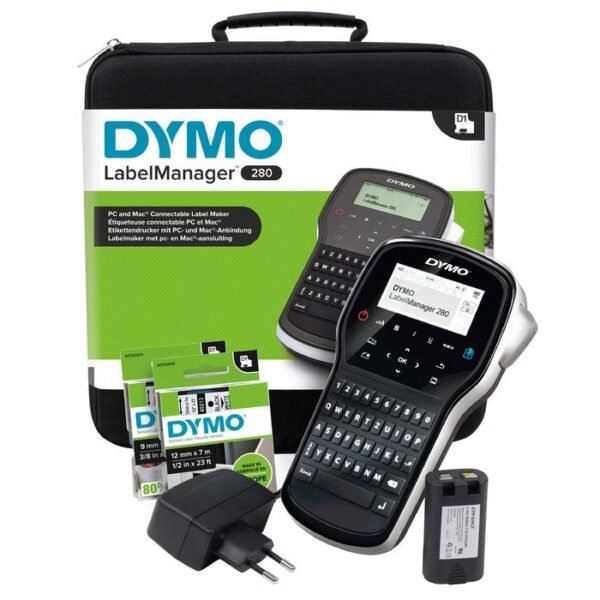 LabelManager 280  QWERTZ  Kitcase - EU PLUG - GERMAN  12mm, QWERTZ, USB,
