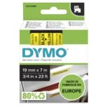 D1 Standard 19mm 19mm x 7m Black on yellow,