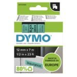 D1 Standard 12mm 12mm x 7m Black on green,