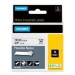 DYMO Rhino Industrial Flexible Nylon Labels | 19 mm x 3.5 m | Black Print on White | Self-Adhesive | for Rhino & LabelManager Label Makers