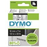 D1 Standard 12mm 12mm X 7m Black on transperant,
