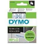 D1 Standard 12mm 12mm x 7m Blue on white,