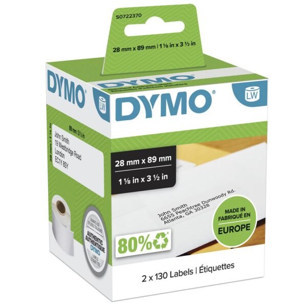 Address Label 2pack 89mm x 28mm 130 label, white