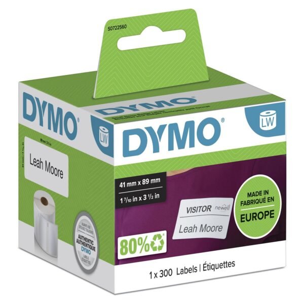 Removable White name badge 89mm x 41mm 300 labels/roll,
