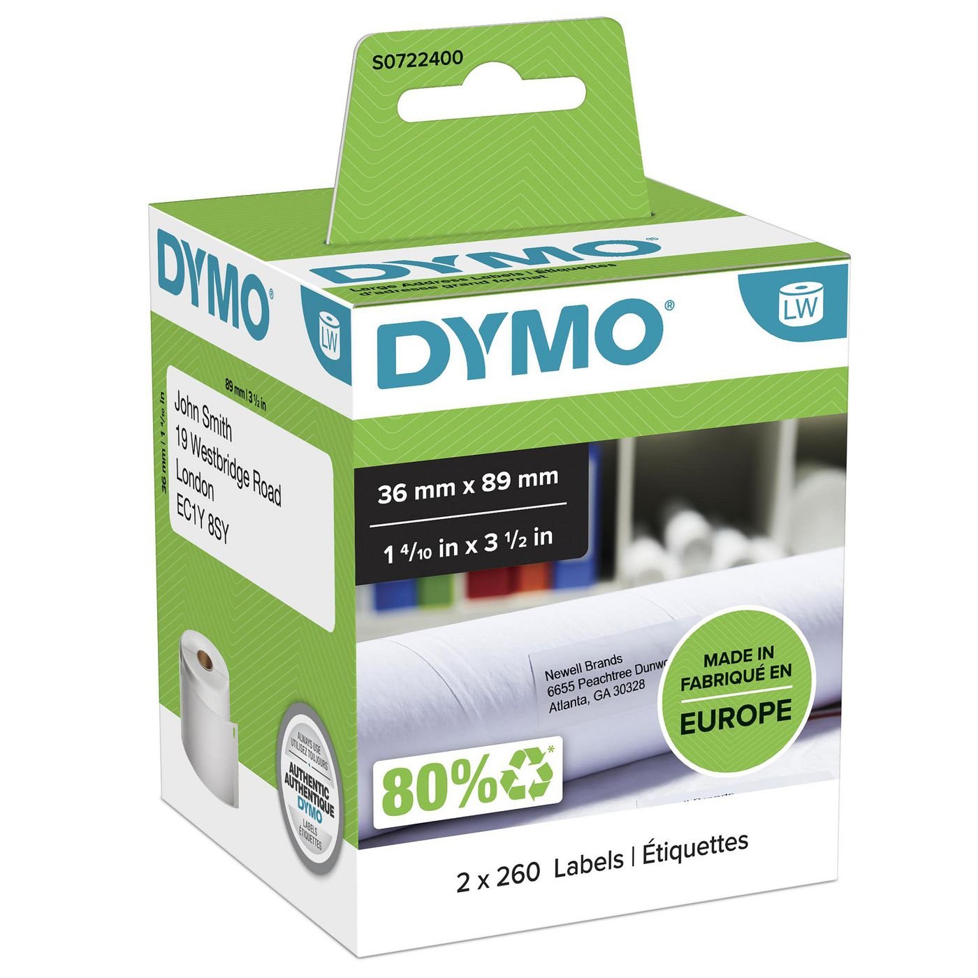 Img_37608951.jpg Large Address Labels 36 x 89 mm 89mm x 36mm, 260labels, Black on white - Image 1