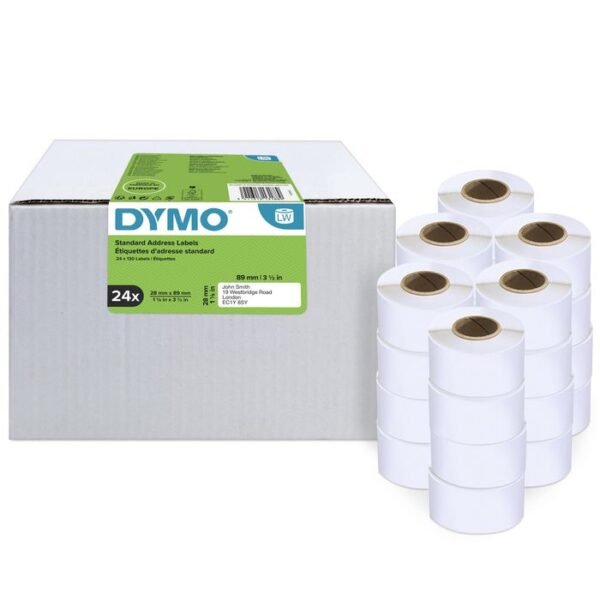 DYMO Authentic LabelWriter Address Labels | 28mm x 89mm | 24 Rolls of 130 Easy-Peel Labels (3120 labels) | Self-Adhesive | for LabelWriter Label Makers