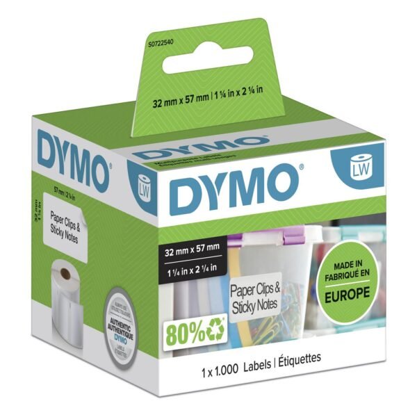 Removable Multi purpose 57mm X 32mm White, 1000 labels/roll
