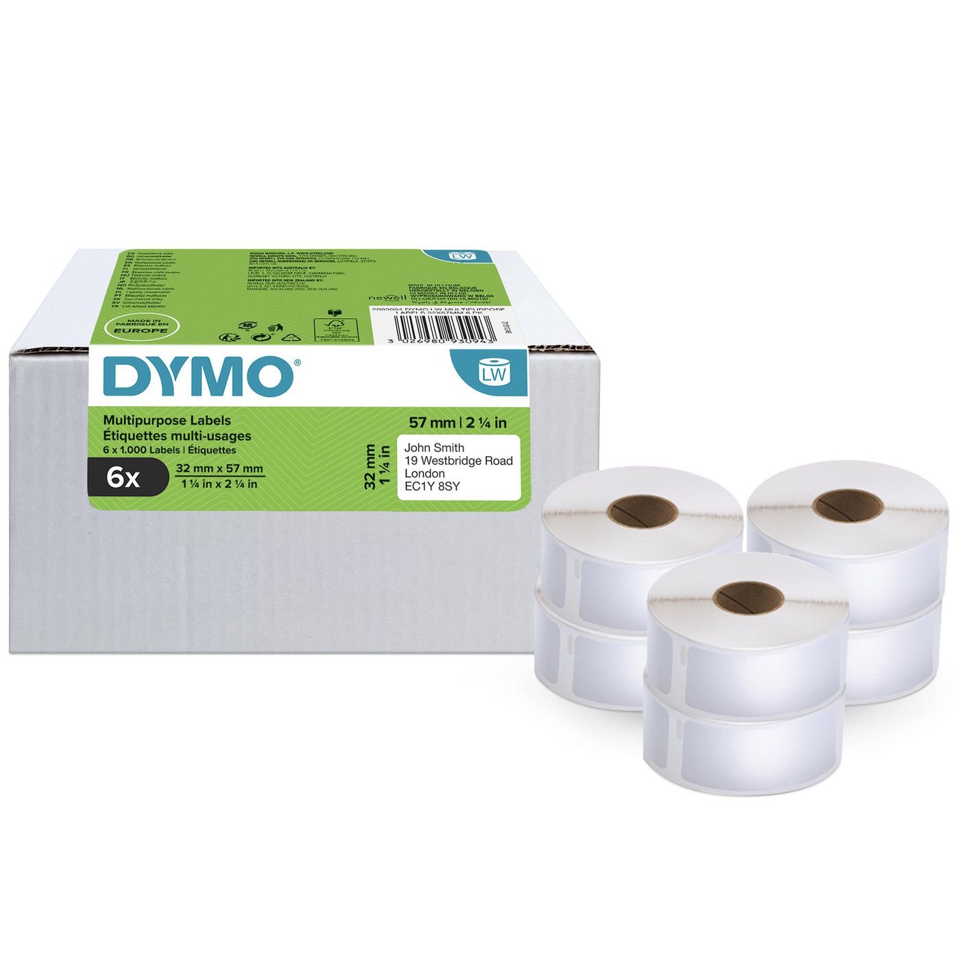 Img_37609208.jpg LW Value Packs - Multi-Purpose Labels - 32 x 57 mm - 6 Packs -2093094 DYMO LW Value Packs - Multi-Purpose Labels - 32 x 57 - Image 1