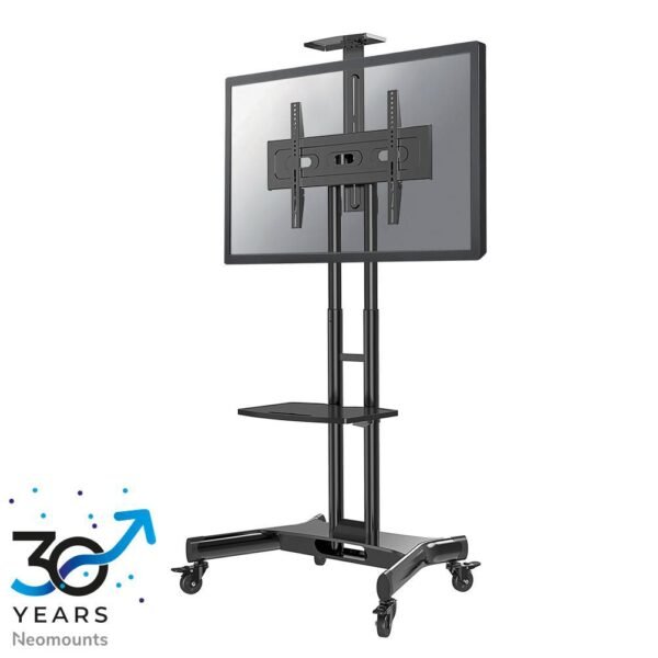 NM-M1700BLACK, Trolley for  displays, 32-75", Max 50 kg,  Manual H:104,2 - 154,2 cm, VESA 200x200-600x400, Incl. cam/hardware shelf.