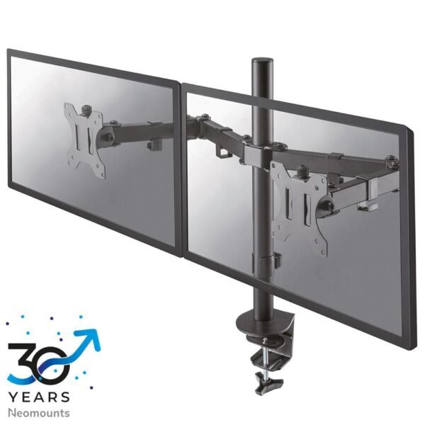FPMA-D550DBLACK, Full Motion  Dual Desk Mount (Clamp &  Grommet), For 2 x 10-32" Monitor Displays,  0-8 kg/Display, Height Adjustable -