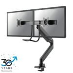 NM-D775DXBLACK, Dual Crossbar  Desk Monitor Arm (Clamp &  Grommet), Gas Spring, Top-Fix, 180?-stop, Monitor Size 10-32", Max. 8 kg/pcs,