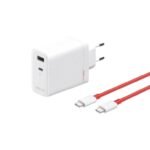 120W Dual Ports SuperVooc  Adapter+ Cable Type-C+ Type-A  - White, EU plug