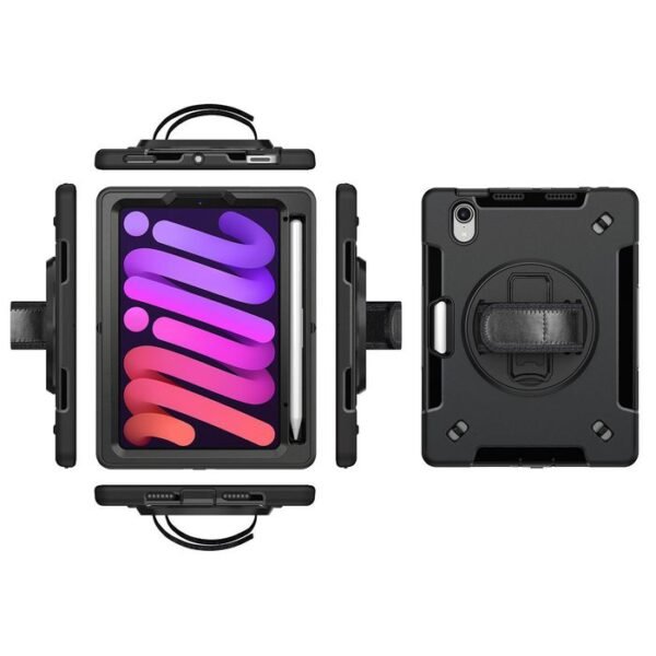 iPad Mini 7/Mini 6 OHIO  Defender Case with hand strap  and shoulder strap. Black