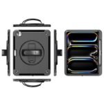 iPad Pro 11 2025/2024 OHIO  Defender Case with hand strap  and shoulder strap. Black
