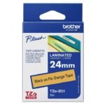 TZE-B51 LAMINATED TAPE 24MM  5M BLACK ON SIGNAL ORANGE - Image 2