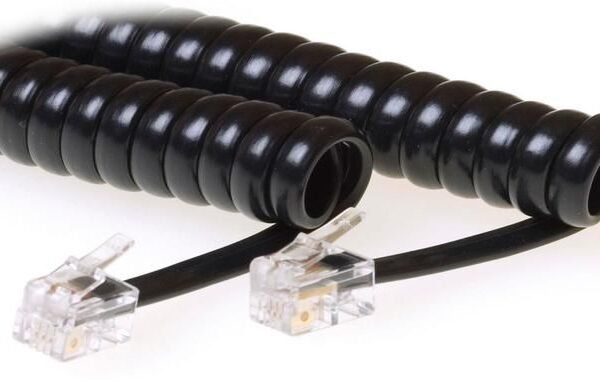 RJ10-RJ10 4M M/M Black Coiled cable