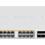 328-24P-4S+RM Cloud Router Switch 800 MHz CPU, 512MB RAM, 24xGigabit LAN (all PoE-out), 4xSFP+ cages, RouterOS L