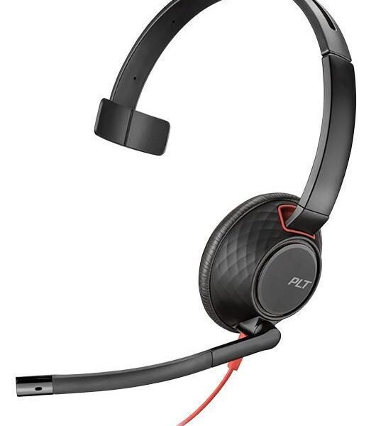 BLACKWIRE 5210 USB-A, Mono re 5210, Headset, Head-band,  Calls/Music, Black, Red, Monaural, In-line control unit