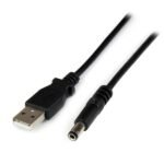 1M USB TO 5V DC POWER CABLE USB to 5.5mm Power Cable -  Type N Barrel - 1m, 1 m, Male/Male, USB A, Barrel type N, Black