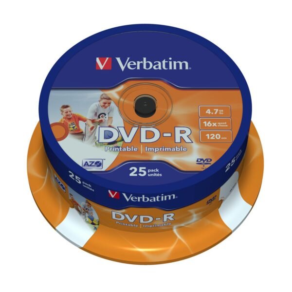DVD-R, General, 16X, 4.7GB Wide Print. ID Brand 25 Pack